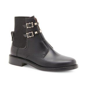 Valentino Garavani Black Ankle Boots with Silver Buckles